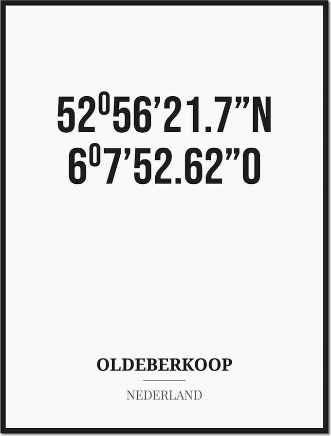 Poster/kaart OLDEBERKOOP met coördinaten