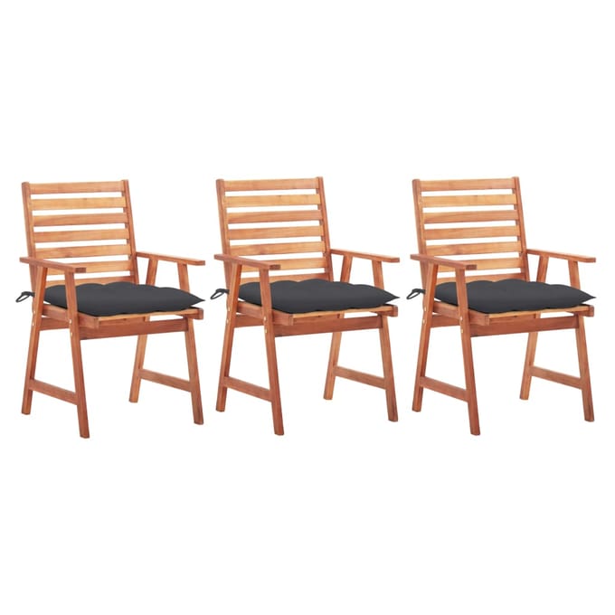vidaXL - Tuinstoelen - 3 - st - met - kussens - massief - acaciahout