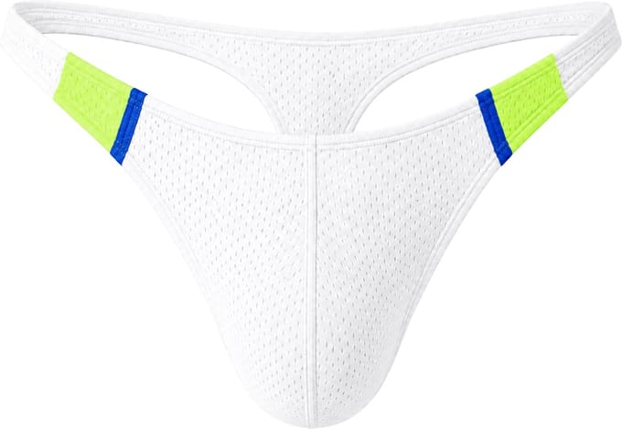 Barcode Berlin Thong RONAK White-Yellow-Blue - MAAT S - Heren Ondergoed - String voor Man - Mannen Thong