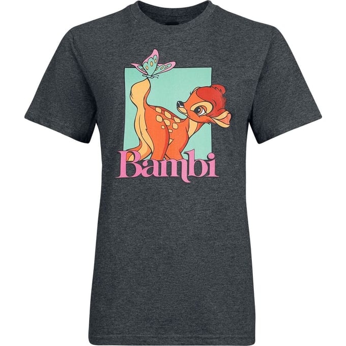 Bambi - Disney T-shirt - Butterfly Pop - S - voor Vrouwen - antraciet gemêleerd