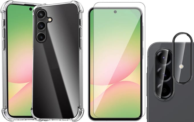 Hoesje geschikt voor Samsung Galaxy A56 / A36 - Screenprotector Glas & Camera Protector - Shockproof Transparant