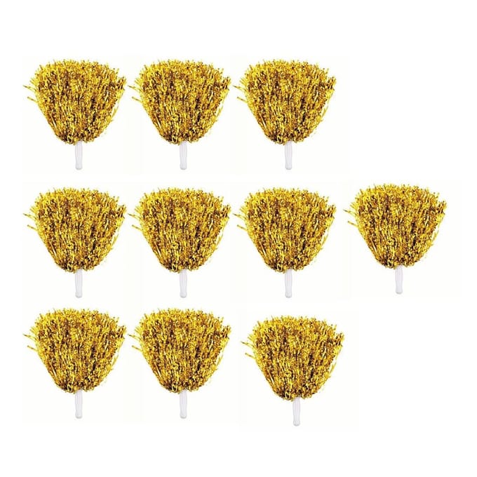 10 STUKS Juichende Pompons met Rechte Handgreep Herbruikbare Flitsend Effect Plastic Juichende Pompons Bal gray