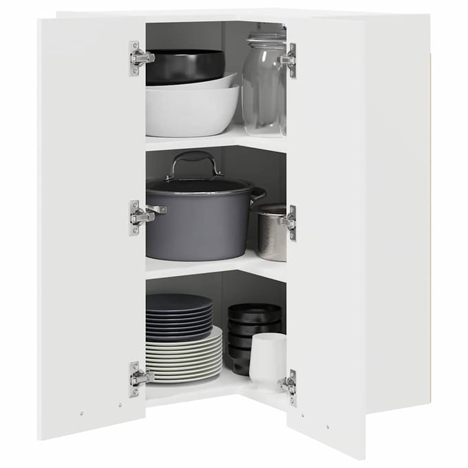 Wandmontage Hoekkast met Opbergruimte Wit 57 x 57 x 80 cm Spaanplaat