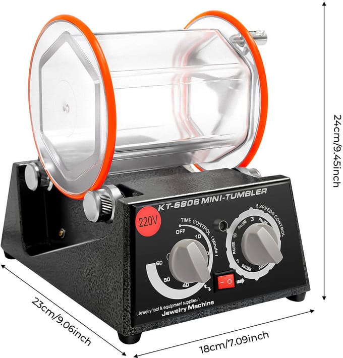 Jently polijstmachine - roterende polijstmachine - polijsttrommel - 5 versnellingen - sieraden - 3kg