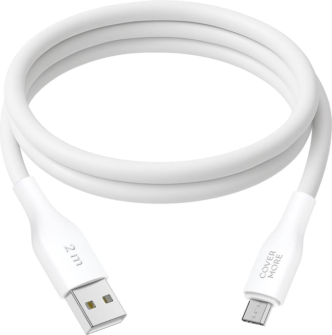 Micro usb kabel - 2 meter - Oplader - Geschikt voor kobo, ps4, ereader, controller, Samsung smartphone, tablet met oude ingang - Micro usb - Lang - Wit