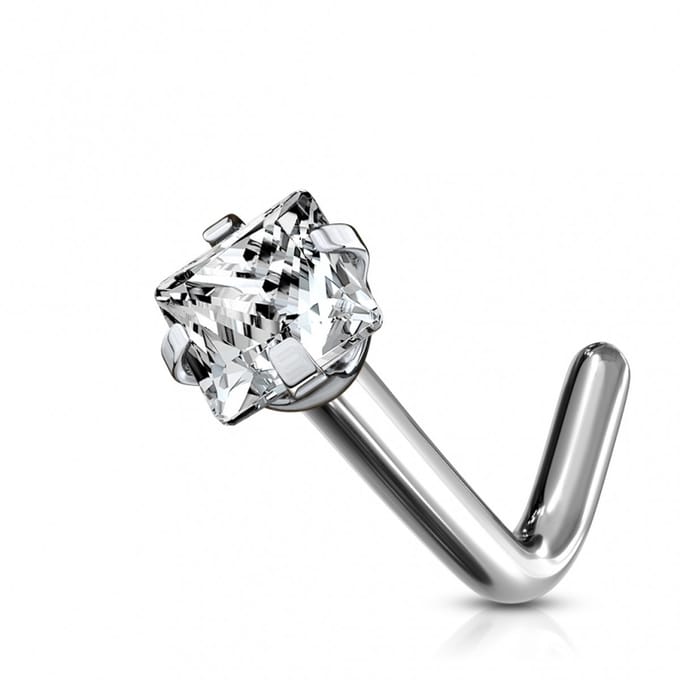 Neuspiercing titanium vierkant top 3mm - zilver - LMPiercings