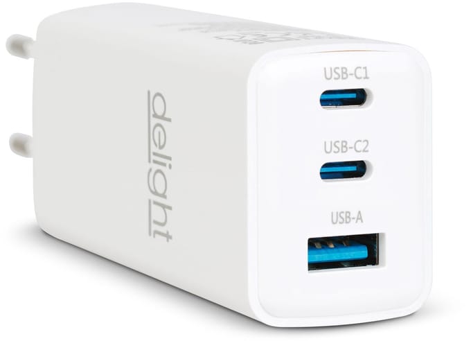 Oplaadblok Snellader – USB-A 20W & USB-C Power Delivery 45W – Netwerkadapter / Stekkerblok Oplader – Quick Charge 3.0 – Compact – Wit 1 Stuks [55042]