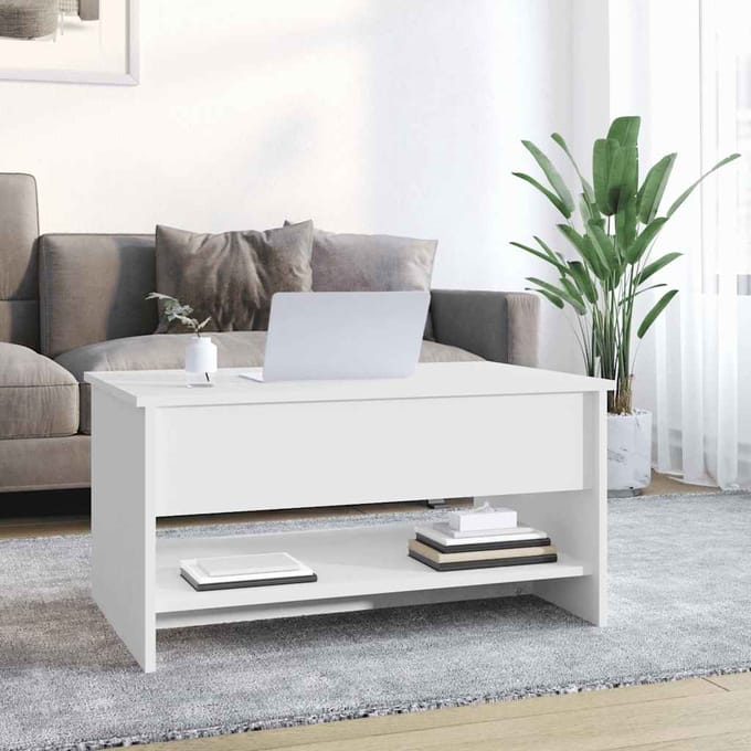 vidaXL - Salontafel - 80x50x40 - cm - bewerkt - hout - wit