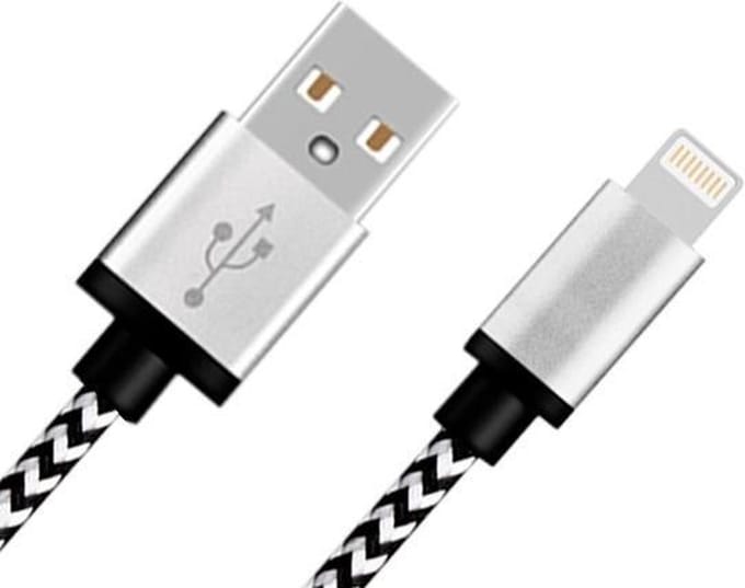 eforyou Lightning-compatibele USB Kabel Nylon Rugged 1 Meter – Zwart/Wit