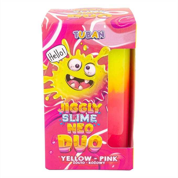 Tuban speelgoed Jiggly Slime Neo Duo geel roze 430 g multicolor.