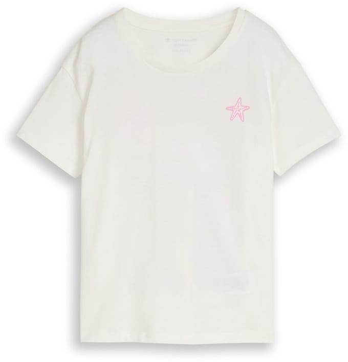 Tom Tailor - Oversized T-shirt met print op de rug - Maat 92/98 - Whisper White