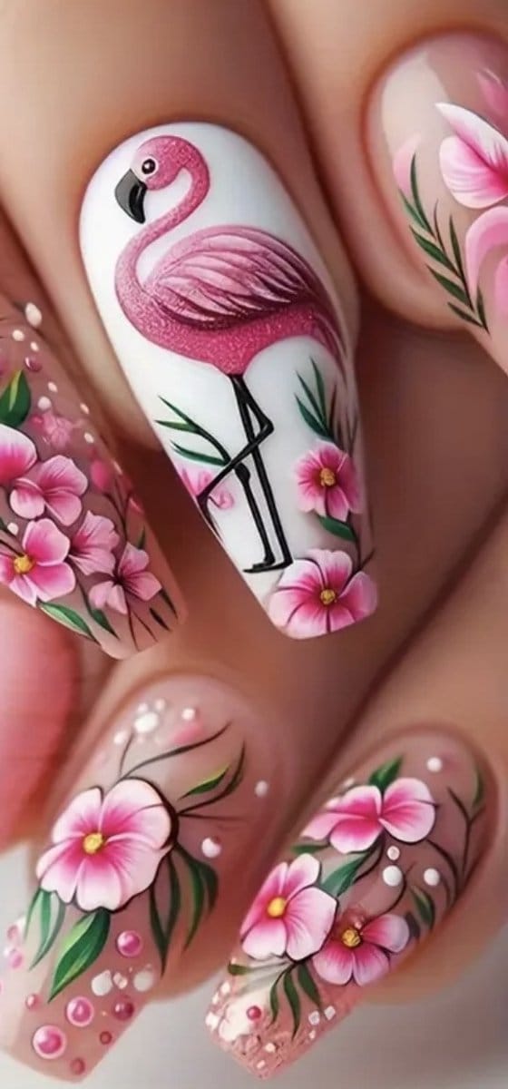 Nagelstickers Flamingo ( 1103 ) 7.5 x 12 cm ( 2 Vellen )