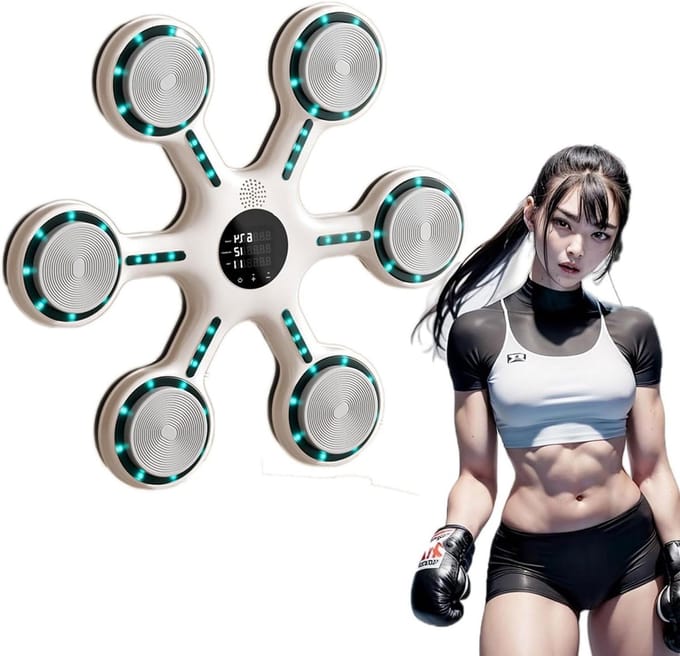 Muur Boksmachine - Bokstrainingsmat - Muziek Training - Slimme Bluetooth Connectie - USB Oplaadbaar - Wit
