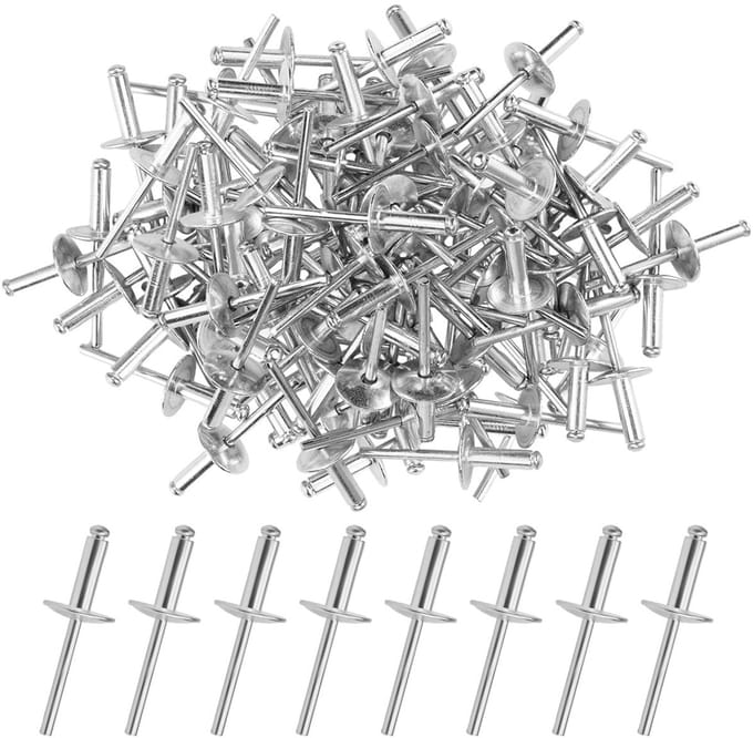 4.8mm x 16mm Blinde Popnagels - 100 Stuks Grote Flens Rivets, Rvs