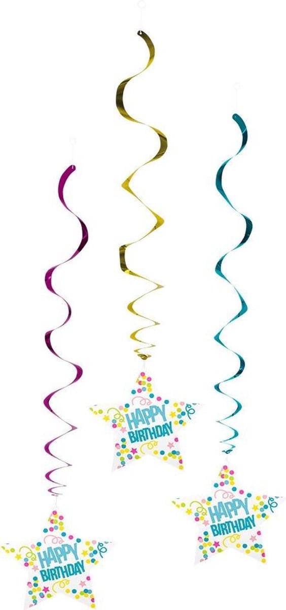 Boland Feestlinten Happy Birthday 85 Cm Aluminiumfolie 3 Stuks