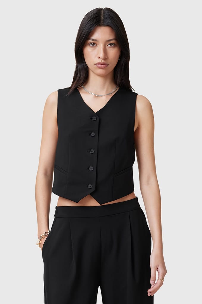 AllSaints Aleida Tri Waistcoat Black Größe: 2 | Gilets Outlet | Damen | Schwarz