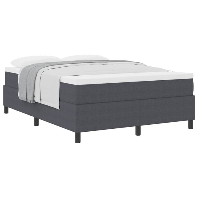 vidaXL - Boxspring - bed - Donkergrijs - en - Wit - 140 - x - 200 - cm - Corduroy - stof