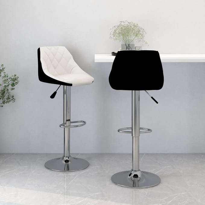 vidaXL - Barkrukken - 2 - st - kunstleer - wit - en - zwart