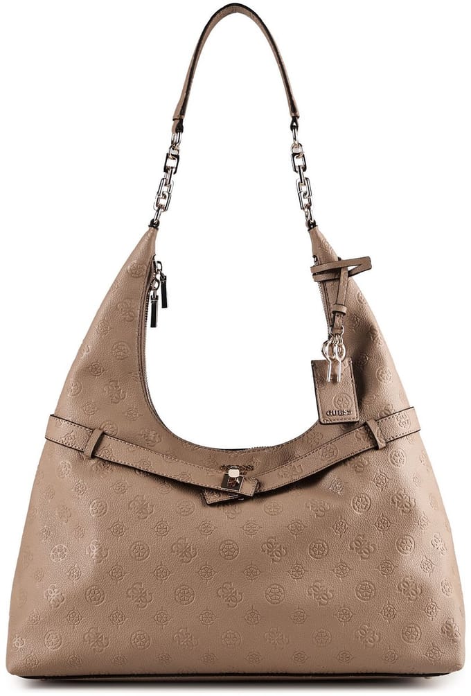 GUESS schoudertas Ella Logo Hobo Beige Logo Taupe