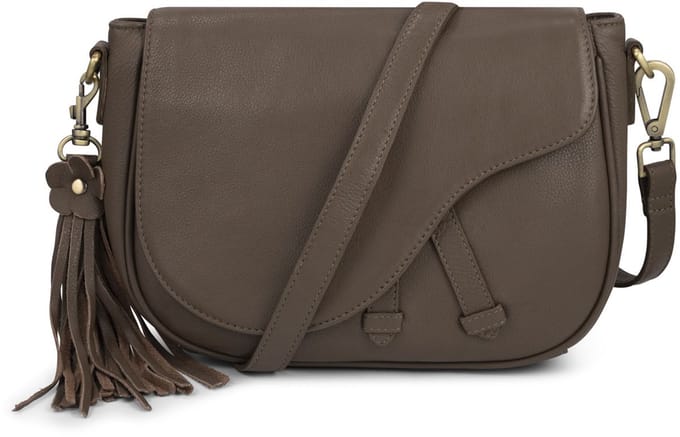 Bag2Bag Elegante Leren Crossbody Tas/ Schoudertas Kent Fudge