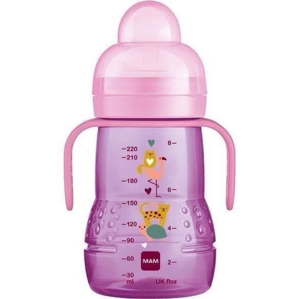 Biberon de Transition - MAM - Cœur Rose - 220ml - Tétine ultra-douce - Bec antifuite - Anses