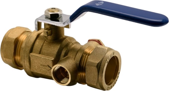 Sanivesk kogelstopkraan met tapgat knel metaal 22mm