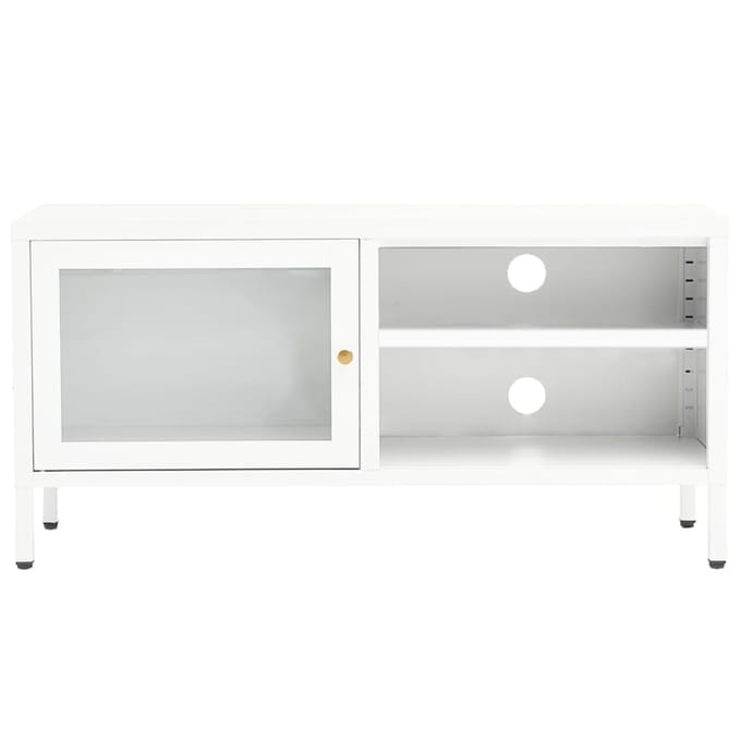 vidaXL - Tv-meubel - 90x30x44 - cm - staal - en - glas - wit