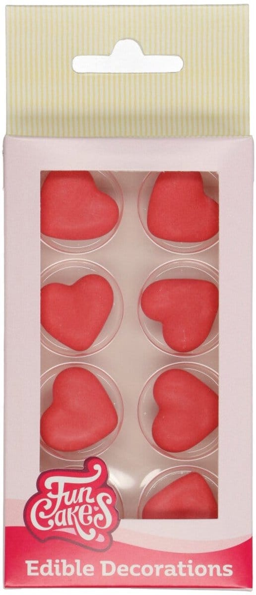 FunCakes Suikerdecoraties - Hart Rood - 8 Stuks - Eetbare Taartdecoratie