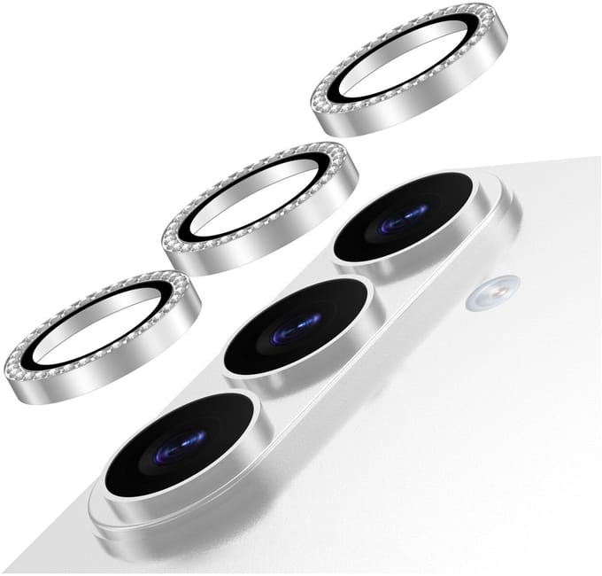 AVY Camera Lens Protector Rings | Geschikt voor Samsung Galaxy S26 Plus | Camera Lens Protector Glas | Schokbestendig | Krasbestendig | met Applicator | Diamant Zilver