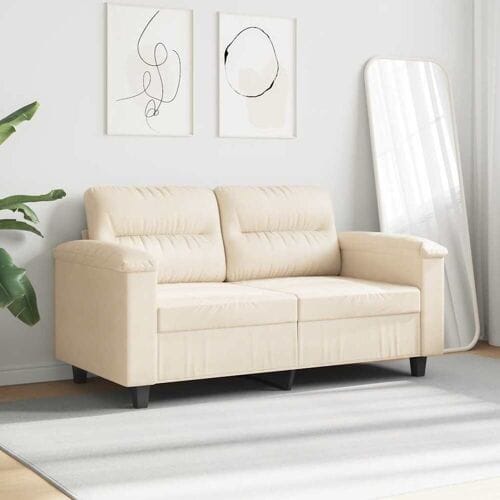 vidaXL - Tweezitsbank - 120 - cm - microvezelstof - beige
