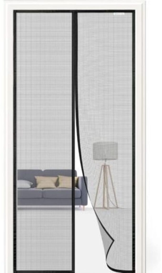 Zwart magnetisch muggennet, 120x220cm, boren niet nodig.