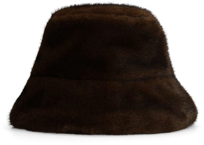 Manfield - Dames - Bruine bucket hat van faux fur - Maat 1