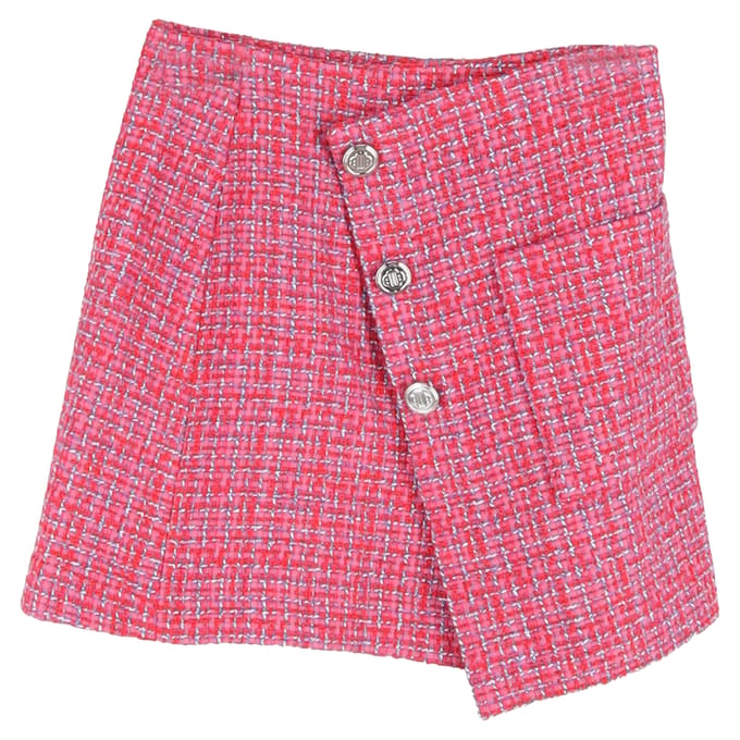 Maje Jolia asymmetrische minirok van tweed in roze polyamide