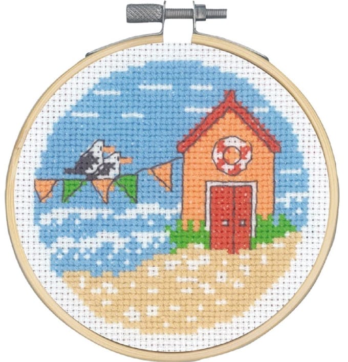 Borduurpakket strandhuisje van Permin 13-1424 incl borduurring