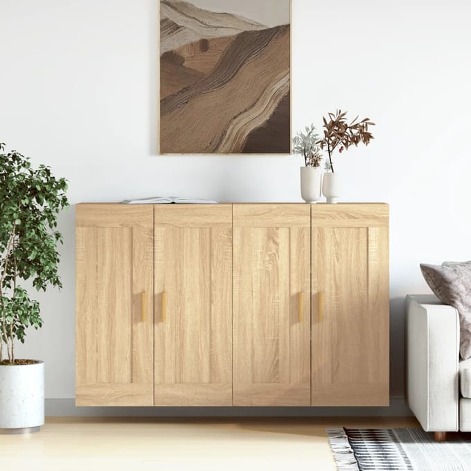 vidaXL - Hangkasten - 2 - st - bewerkt - hout - sonoma - eikenkleurig