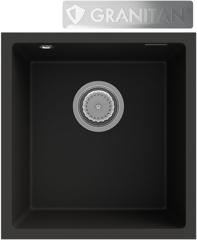 Zwarte Granieten Spoelbak Granitan Mini45 met Sifon