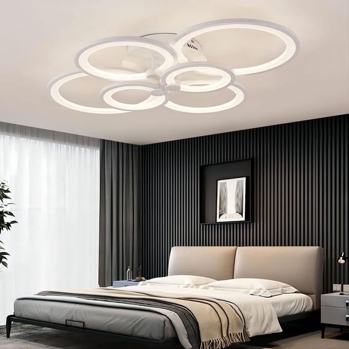 Plafondlamp - 78cm - Groot - 76W - Dimbare LED - Met Afstandsbediening - Instelbare Helderheid 10% -100%