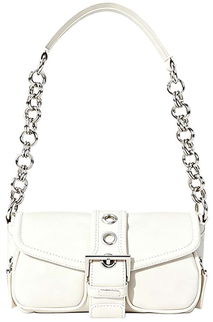 Dames schoudertas & handtas – Halvemaanvormige underarm bag – Stijlvol – Wit