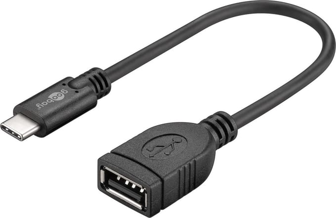 Goobay USB-C naar USB-A-kabel, 0,2 m, zwart, 2,5 W, 0,5 A, 480 Mbit/s, USB 2.0, USB-C-stekker > USB-A-aansluiting