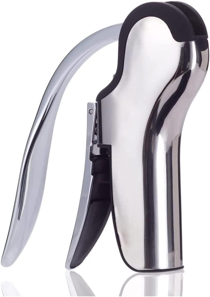 Wine Bottle Opener Vertical Lever Corkscrew with Built-in Foil Cutter - Stainless Steel