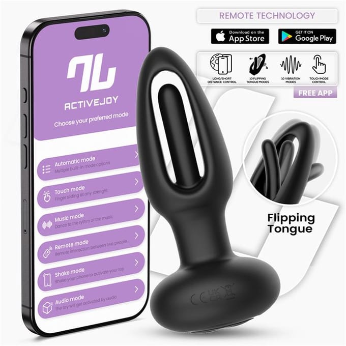 IY Zack - Anale plug met bewegende tong - Met App Control - Zwart