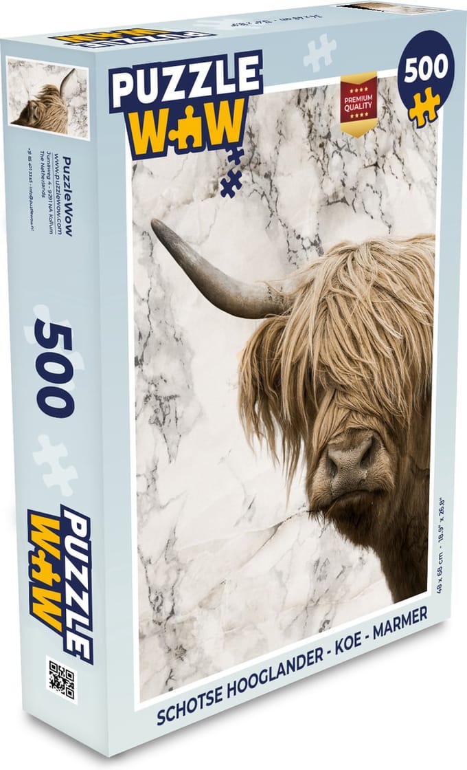 Puzzel Schotse hooglander - Koe - Marmer print - Legpuzzel - Puzzel 500 stukjes