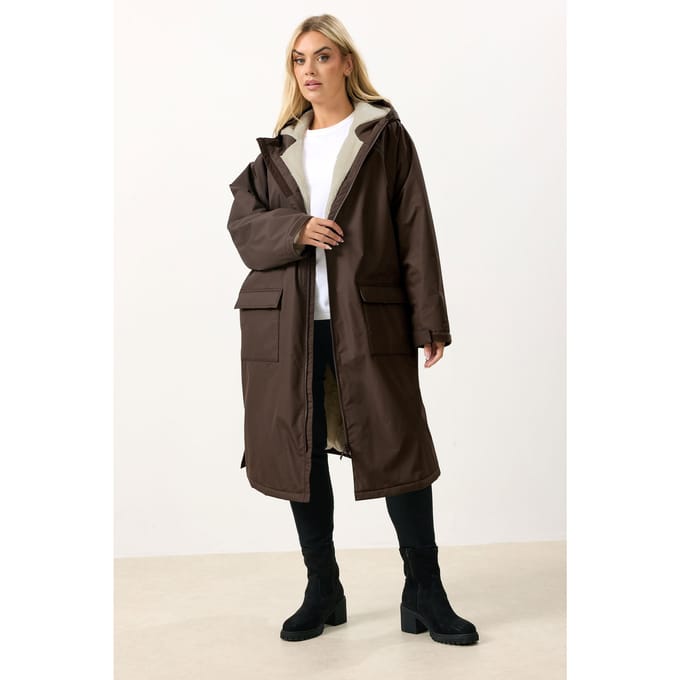 Yours Bruine Waterdichte Omkleedjas Met Fleecevoering Size 48-52