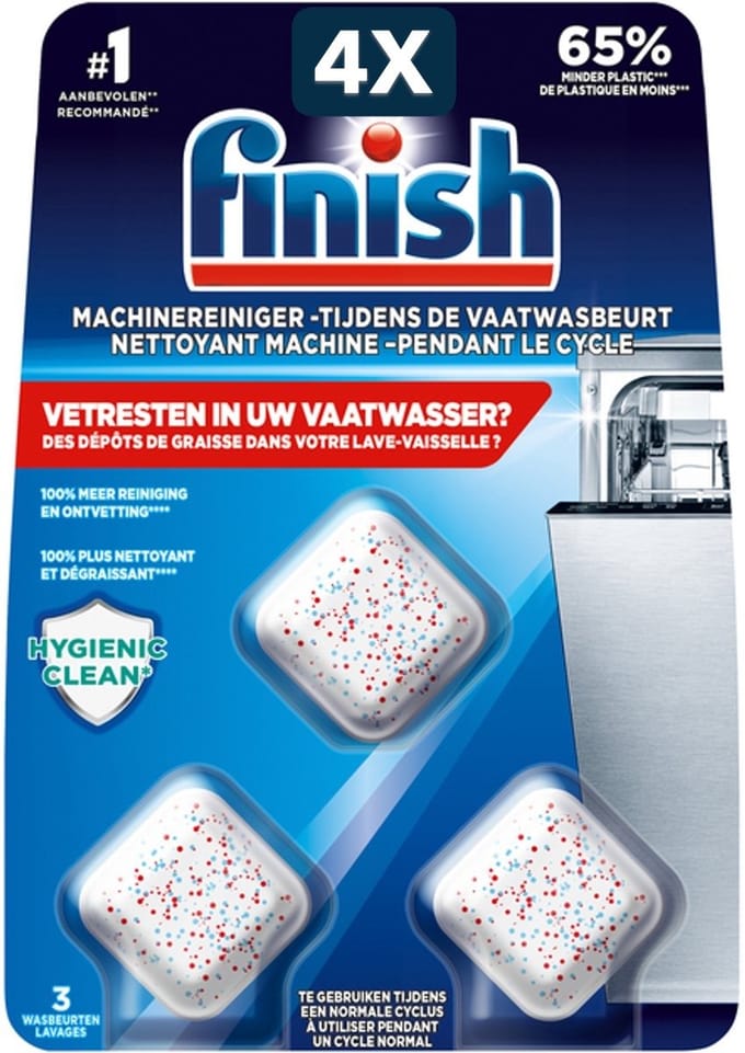4 x Finish Vaatwas Machinereiniger Tabs - 3 stuks