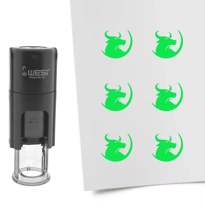 CombiCraft Stempel stier 10mm rond groene inkt - per 1 stuk