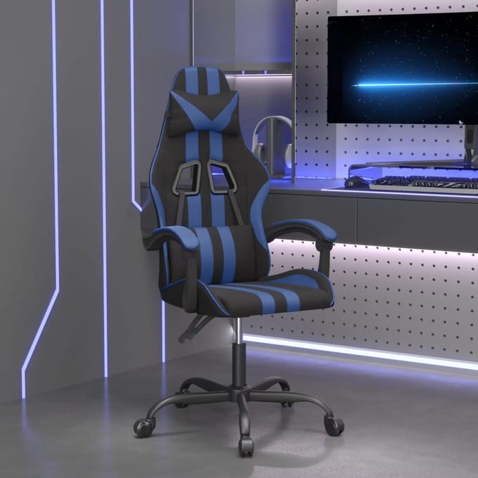vidaXL - Gamestoel - kunstleer - zwart - en - blauw