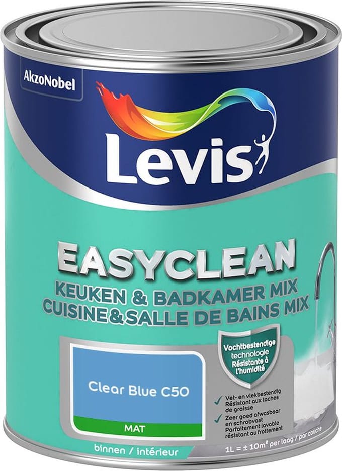 Levis - Easyclean Keuken & Badkamer Mix - Clear Blue C50 - Mengverf - 1 L