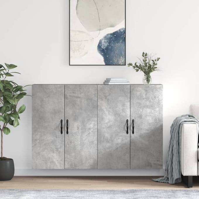 vidaXL - Hangkasten - 2 - st - bewerkt - hout - betongrijs