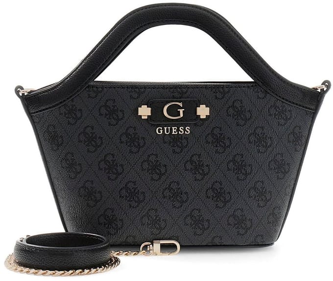 GUESS handtas schoudertas Lindsey Mini Tote Coal Logo donkergrijs