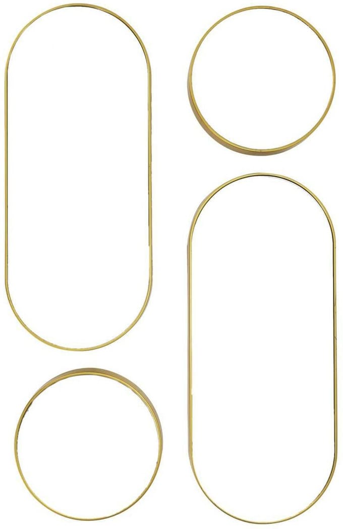 HowHomely LUNEA - Wandspiegel Set - Ovaal en Rond - Goud - Modern Design
